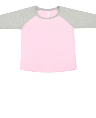 LAT 3830 Curvy Collection Women's Baseball Tee in Pink/ vin hthr