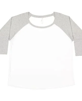 LAT 3830 Curvy Collection Women's Baseball Tee in White/vintage heather