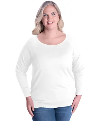 LAT 3862 Curvy Collection Ladies Slouchy French Te in White