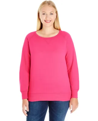 LAT 3862 Curvy Collection Ladies Slouchy French Te in Hot pink