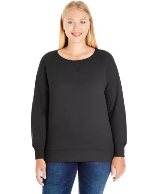 LAT 3862 Curvy Collection Ladies Slouchy French Te in Black