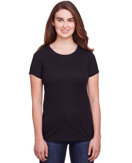 202A Threadfast Apparel Ladies' Triblend Short-Sle in Solid black triblend