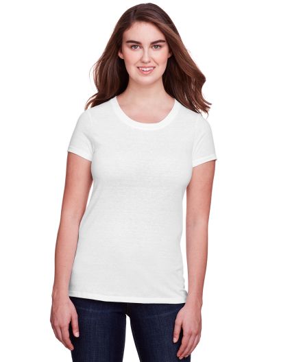 202A Threadfast Apparel Ladies' Triblend Short-Sle in Solid white triblend