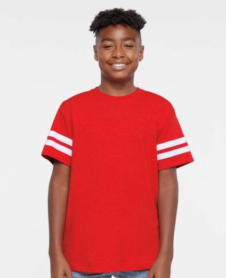 6137 LAT Jersey Youth Football Tee in Vintage red/blended white