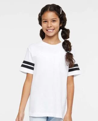 6137 LAT Jersey Youth Football Tee in White/black