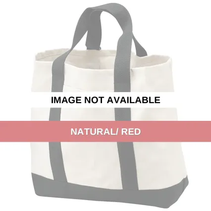 Port Authority B400 Two-Tone Shopping Tote Bag NATURAL/ RED