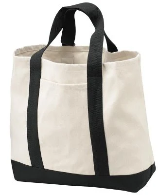 Port Authority B400 Two-Tone Shopping Tote Bag in Natural/black