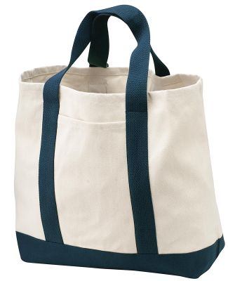Port Authority B400 Two-Tone Shopping Tote Bag in Natural/navy