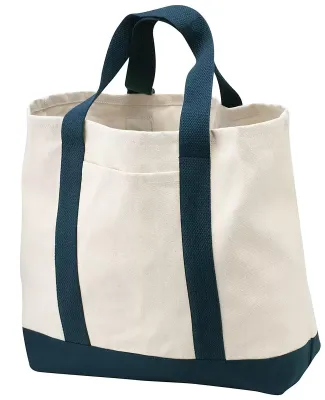 Port Authority B400 Two-Tone Shopping Tote Bag Natural/Navy