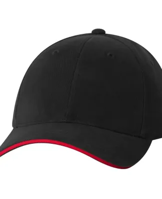 2150 Sportsman  - Heavy Brushed Twill Sandwich Cap Black/ Red