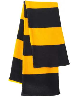 SP02 Sportsman  - Rugby Striped Knit Scarf -  Black/ Gold