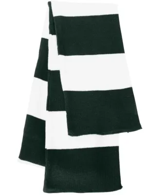 SP02 Sportsman  - Rugby Striped Knit Scarf -  Forest/ White