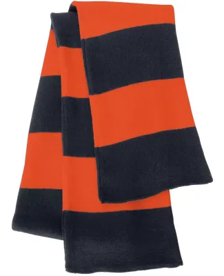 SP02 Sportsman  - Rugby Striped Knit Scarf -  Navy/ Orange