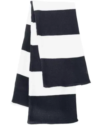 SP02 Sportsman  - Rugby Striped Knit Scarf -  Navy/ White