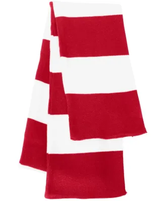 SP02 Sportsman  - Rugby Striped Knit Scarf -  Red/ White