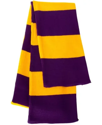 SP02 Sportsman  - Rugby Striped Knit Scarf -  Purple/ Gold