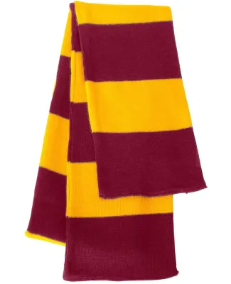 SP02 Sportsman  - Rugby Striped Knit Scarf -  Cardinal/ Gold