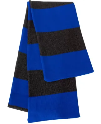 SP02 Sportsman  - Rugby Striped Knit Scarf -  Royal/ Charcoal