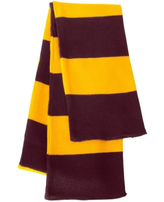 SP02 Sportsman  - Rugby Striped Knit Scarf -  Maroon/ Gold