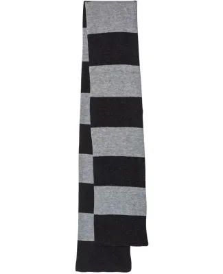 SP02 Sportsman  - Rugby Striped Knit Scarf -  Heather Black/ Heather Grey