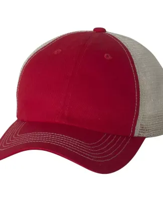 3100 Sportsman  - Contrast Stitch Mesh Cap -  Red/ Stone