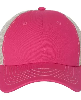 3100 Sportsman  - Contrast Stitch Mesh Cap -  Pink/ Stone