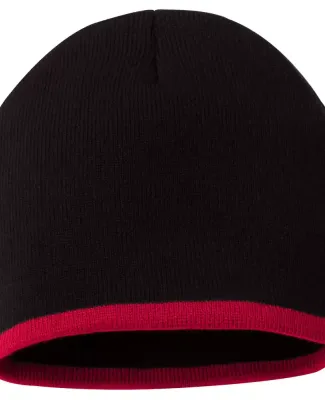 SP09 Sportsman  - 8 Inch Bottom Striped Knit Cap - Black/ Red