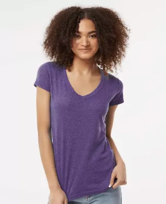 0244TC Tultex 244/Ladies' Poly-Rich Blend V-Neck T in Heather purple