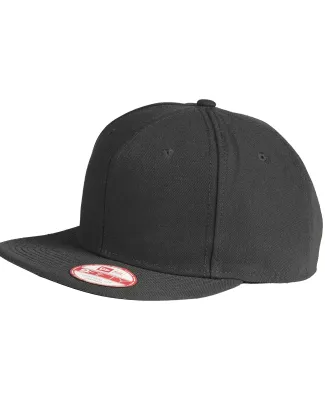 NE402 - New Era® Faux Wool Flat Bill Snapback Cap in Black