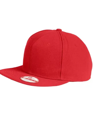 NE402 - New Era® Faux Wool Flat Bill Snapback Cap in Scarlet