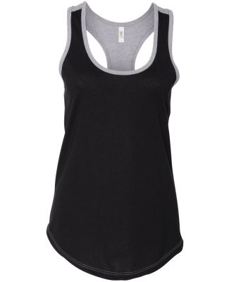 1534 Next Level Ladies Ideal Colorblock Racerback  in Black/heather gray