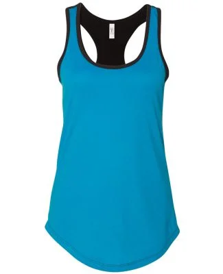 1534 Next Level Ladies Ideal Colorblock Racerback  in Turquoise/ black