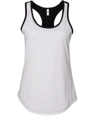 1534 Next Level Ladies Ideal Colorblock Racerback  in White/ black