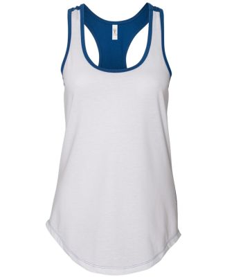 1534 Next Level Ladies Ideal Colorblock Racerback  in White/ royal