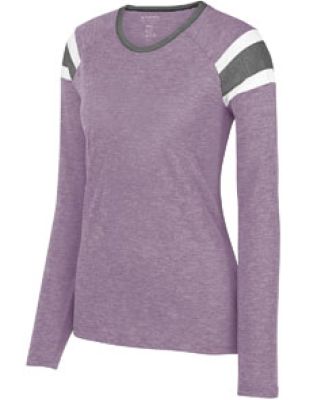 3012 Augusta Sportswear Ladies' Long-Sleeve Fanati in Lavender/ slate/ white