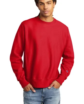 S1049 Champion Logo Reverse Weave Pullover Sweatsh Scarlet