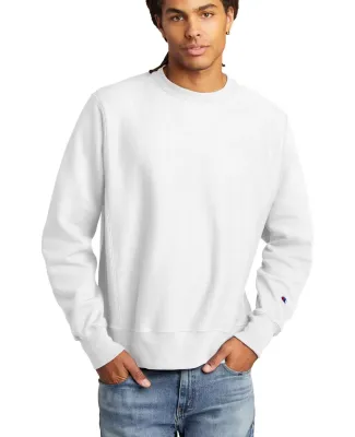 S1049 Champion Logo Reverse Weave Pullover Sweatsh White