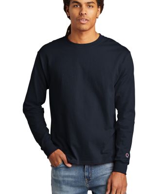 Champion CC8C Logo Long-Sleeve Tagless Tee in Navy