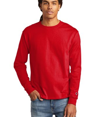 Champion CC8C Logo Long-Sleeve Tagless Tee in Red