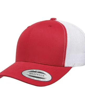 Yupoong 6606 Retro Trucker Hat in Red/ white