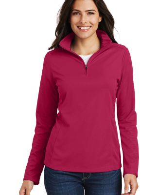 Port Authority L806 Ladies Pinpoint Mesh 1/2-Zip in Dark fuchsia