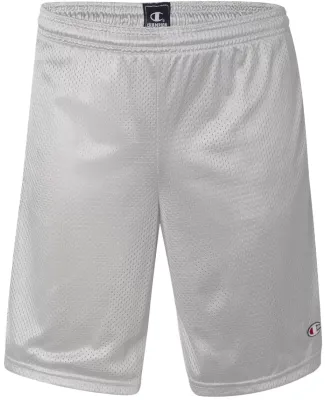 S162 Champion Logo Long Mesh Shorts with Pockets Athletic Grey