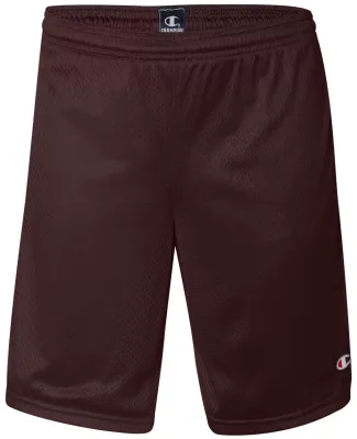 S162 Champion Logo Long Mesh Shorts with Pockets Maroon