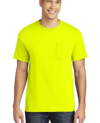 Gildan 5300 Heavy Cotton T-Shirt with a Pocket in Safety green