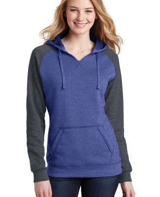 District DT296 Juniors Lightweight Fleece Ragla in Heathered deep royal/ heathered charcoal