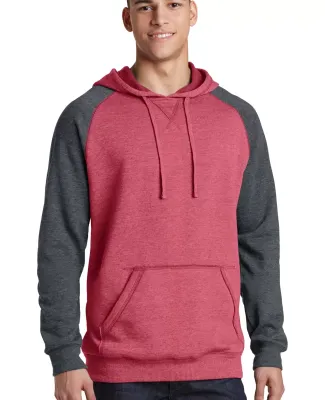 District DT196    Young Mens Lightweight Fleece Ra H Red/H Char