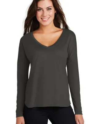 District Made DM413    Ladies Drapey Long Sleeve T Charcoal