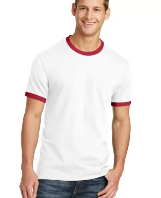 Port & Co PC54R mpany   Core Cotton Ringer Tee White/Red