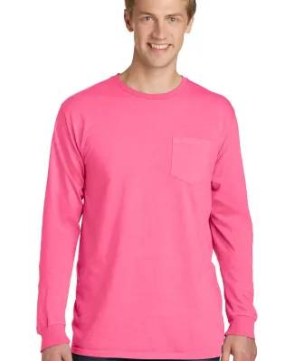 Port & Co PC099LSP mpany   Pigment-Dyed Long Sleev Neon Pink