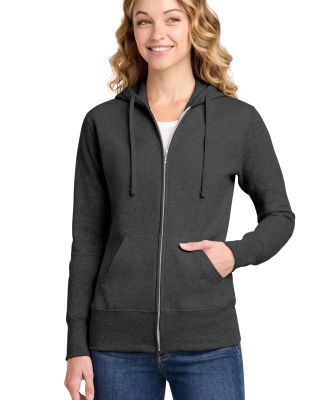 Port & Company LPC78ZH Ladies Core Fleece Full-Zip in Dark heather grey